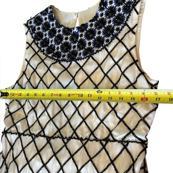 Tory Burch Madeline Gown Silk Ivory Black Navy Beaded Evening Gown Size 10 New - Picture 16 of 16
